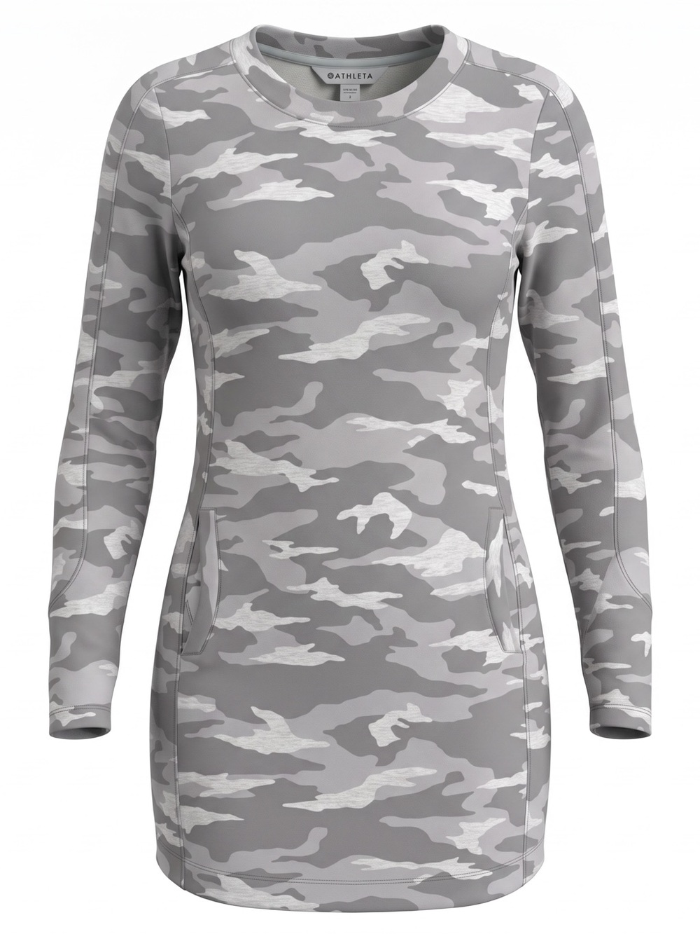 Athleta Coaster Luxe Sweatshirt Dress Grey Camo | SP